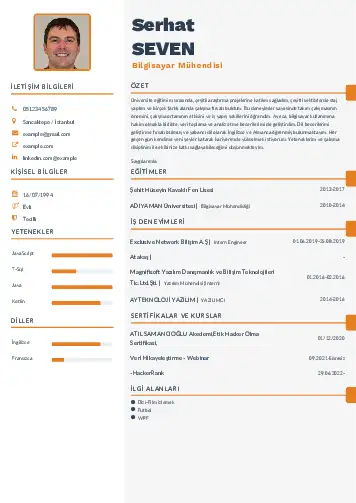 Bilgisayar Mühendisi CV Örnekleri cv indir